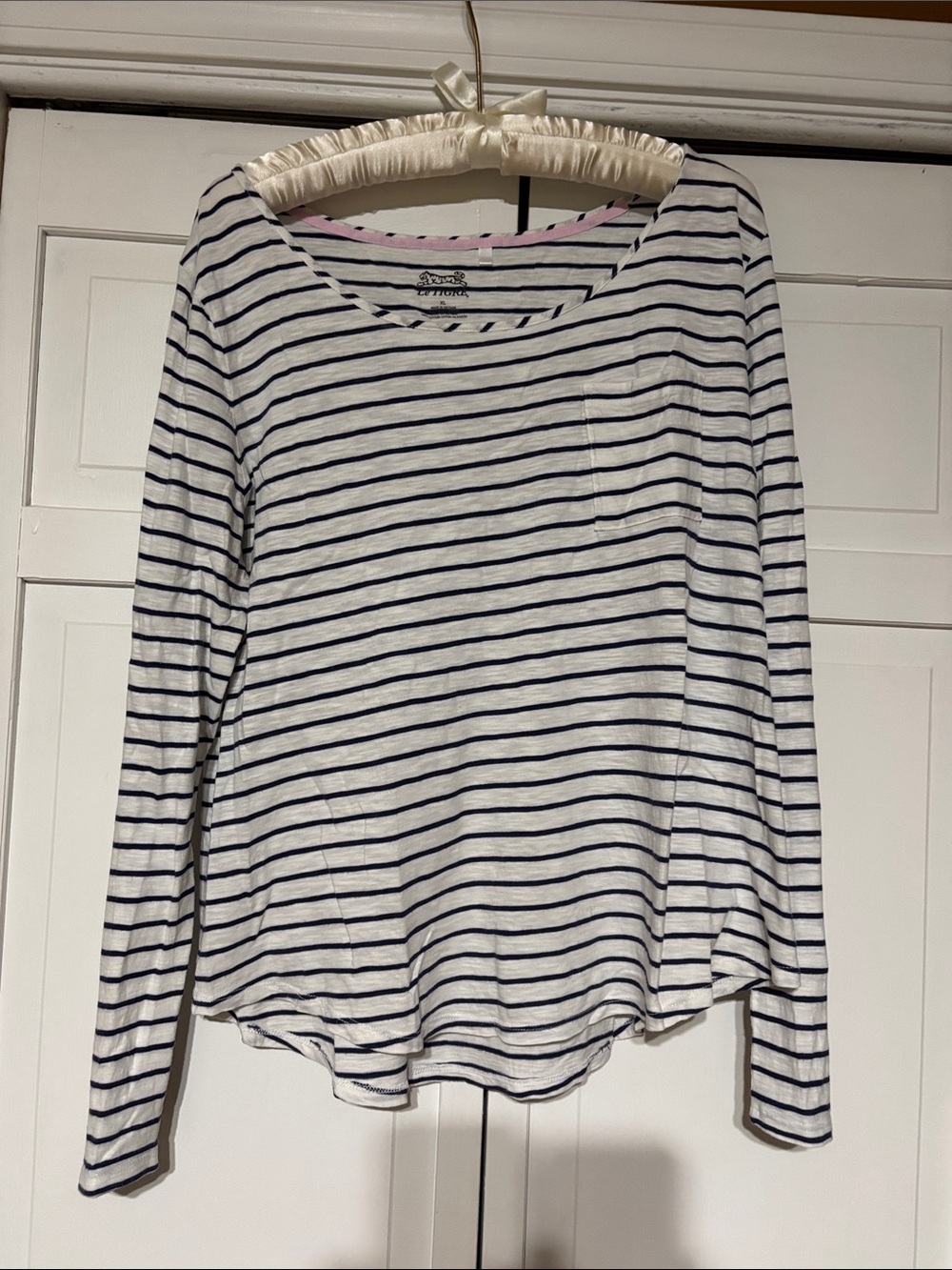 Le Tigre White & Navy Striped Long-Sleeve Tee